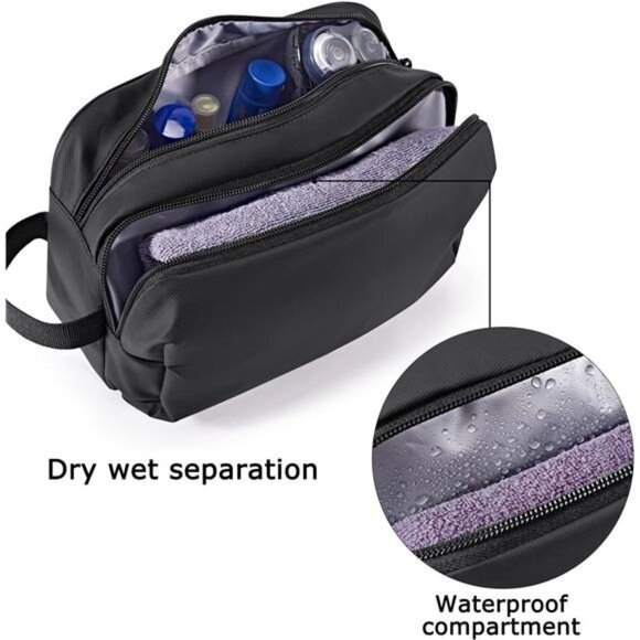 Toiletry Bag for Men,Travel Toiletry Organizer Dopp Kit Water-resistant Shaving - Picture 3 of 7